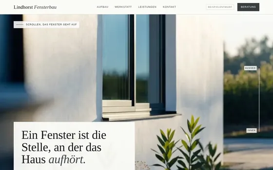 Beispielentwurf einer Website für Fensterbau