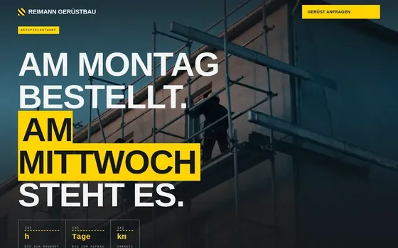 Beispielentwurf einer Website für Gerüstbau