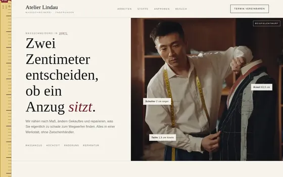 Beispielentwurf einer Website für Schneiderei