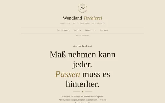Beispielentwurf einer Website für Tischler