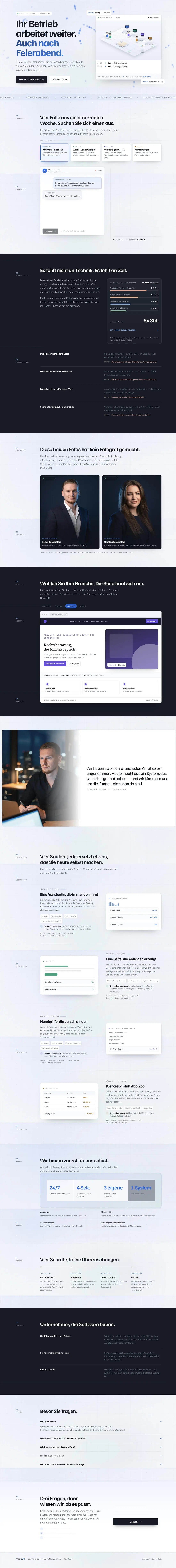 Komplette Startseite der KI-Agentur
