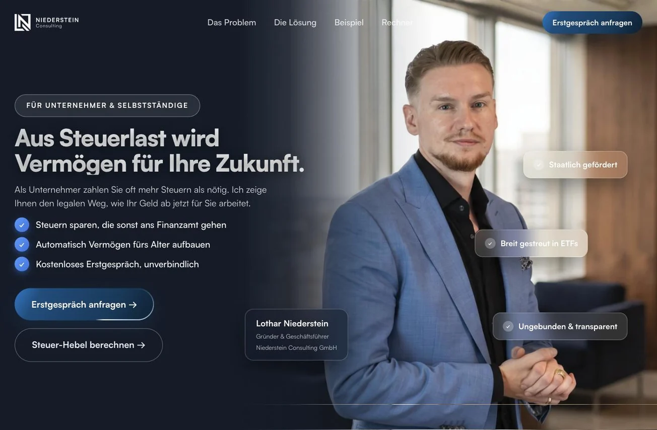 Website lotharniederstein.de, gebaut von Niederstein Marketing