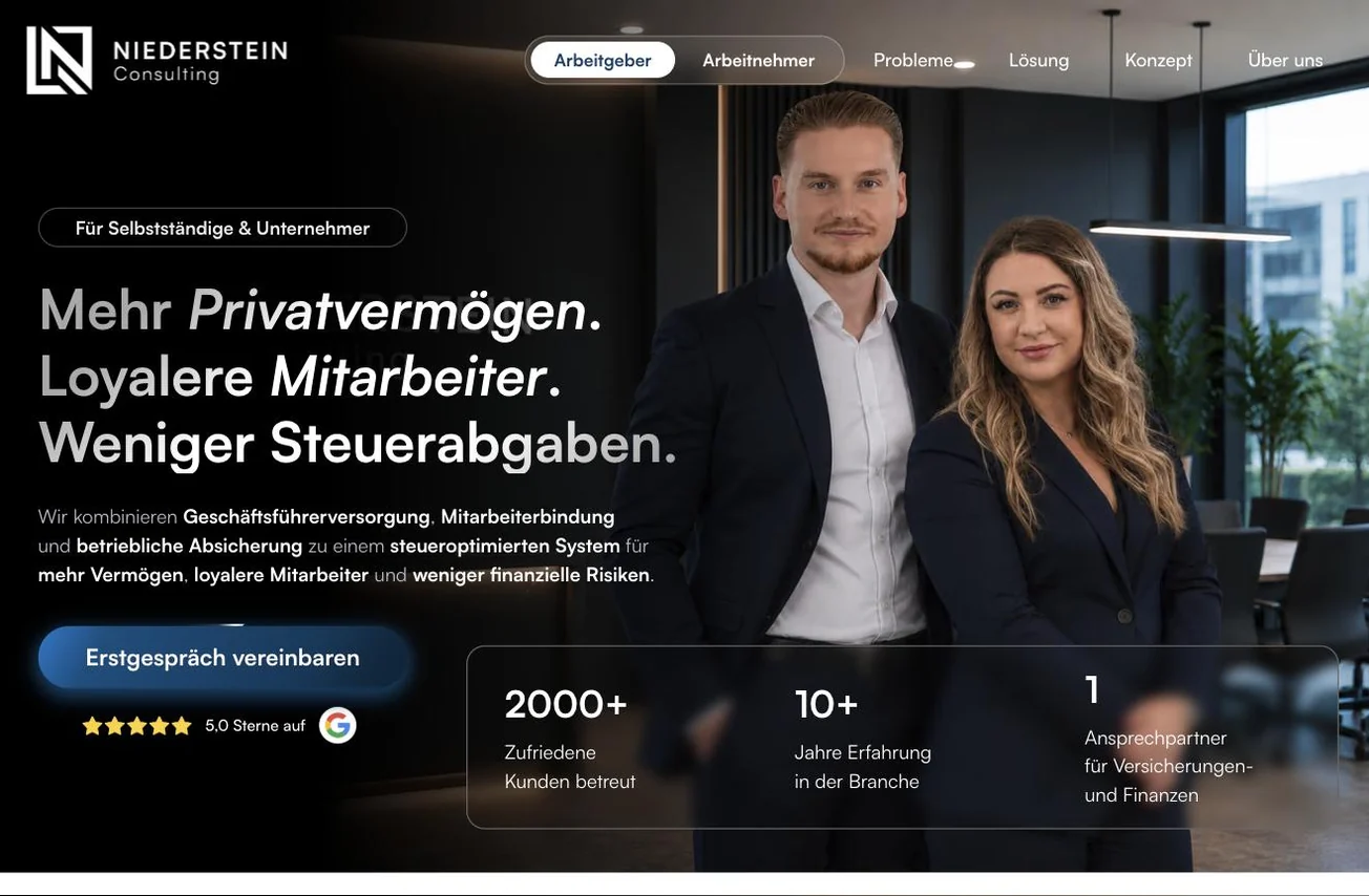 Website niedersteinconsulting.de, gebaut von Niederstein Marketing